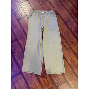 First Kick Maternity Olive Green Wide Leg Pants Medium Elastic Waist Lounge